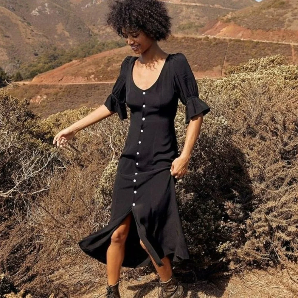 christy dawn black dress Eva USA 3496 Plus Size Funeral Dress in Black